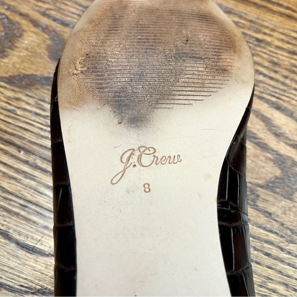 J crew leather croc embossed Carolyn skimmer flats